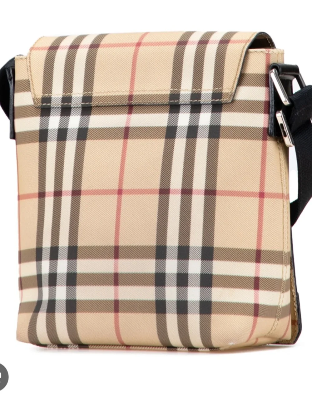 Burberry Beige Plaid Crossbody Bag with Black Strap - Picture 2 of 8